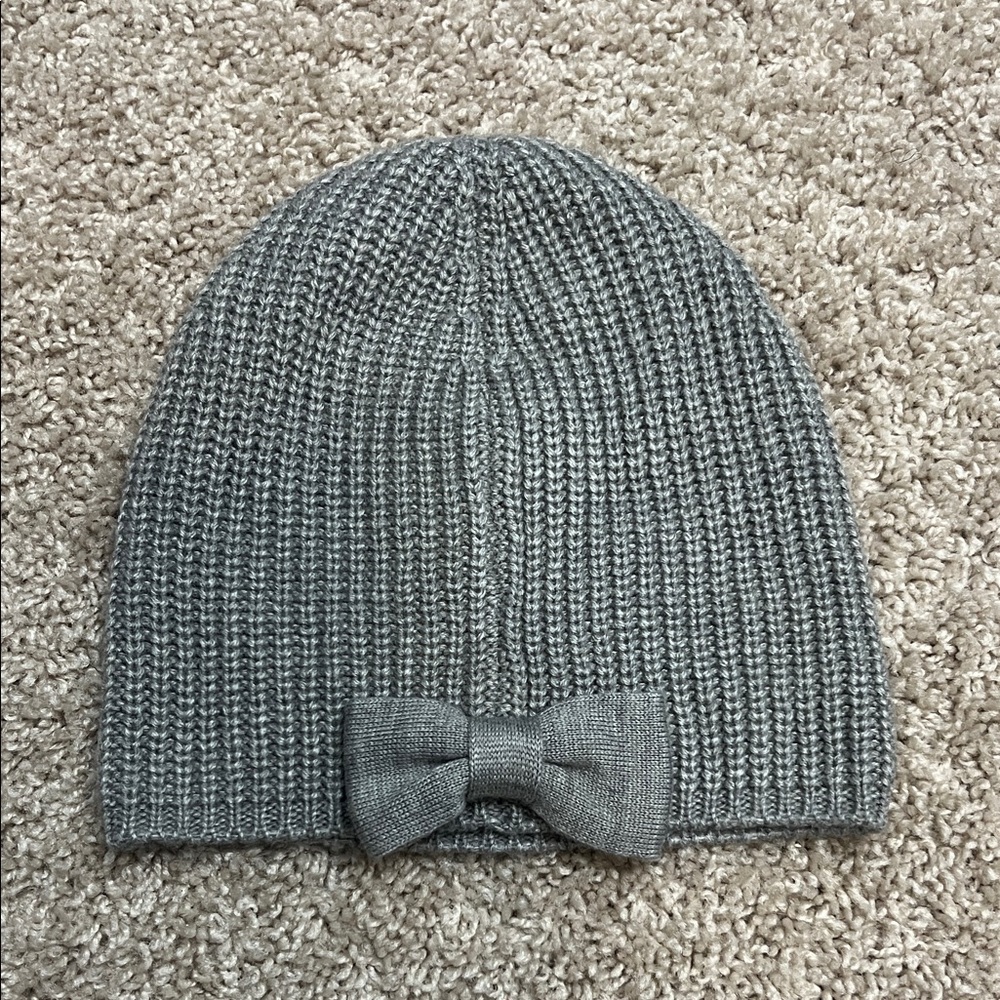 Kate Spade Gray Knit Bow Beanie Women’s